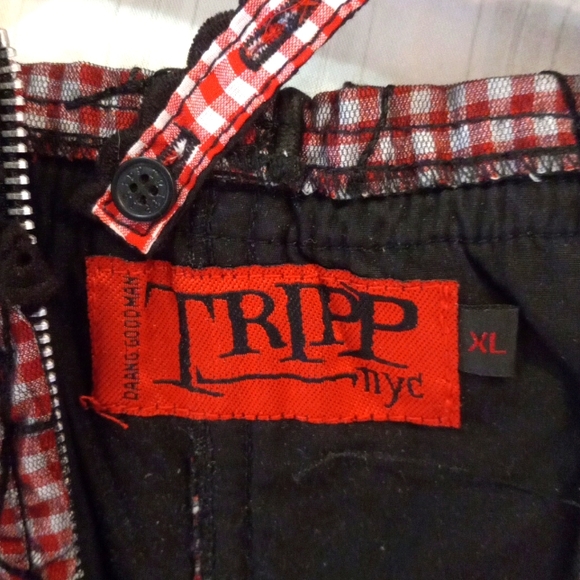 TRIPP NYC CORSET , BLACK SPIDER WEB LACE OVER GINGHAM L / XL - Picture 8 of 9